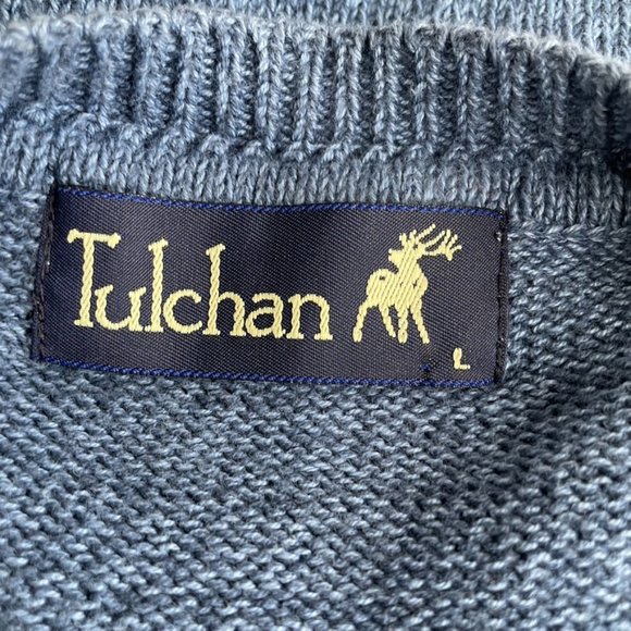 Vintage Tulchan Blue Floral Embroidered Sweater Vest Size Large L - Picture 8 of 10